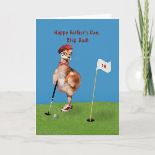 Vaderdag, stiefvader, humoristische vogel die golf kaart