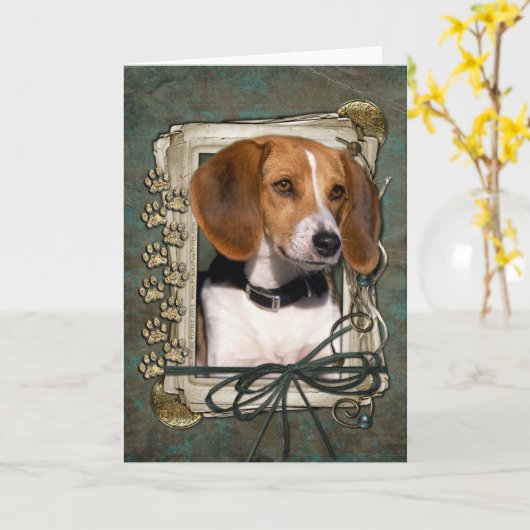 Vaderdag - Stone Paws - Beagle Kaart (Gele Bloem)