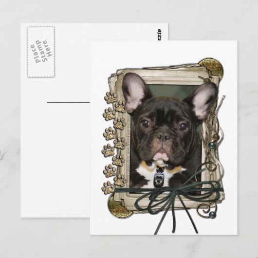 Vaderdag - Stone Paws - Franse Bulldog - Blauwgroe Briefkaart (Voorkant / Achterkant)