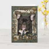 Vaderdag - Stone Paws - Franse Bulldog - Blauwgroe Kaart (Gele Bloem)