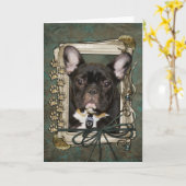 Vaderdag - Stone Paws - Franse Bulldog - Blauwgroe Kaart (Gele Bloem)