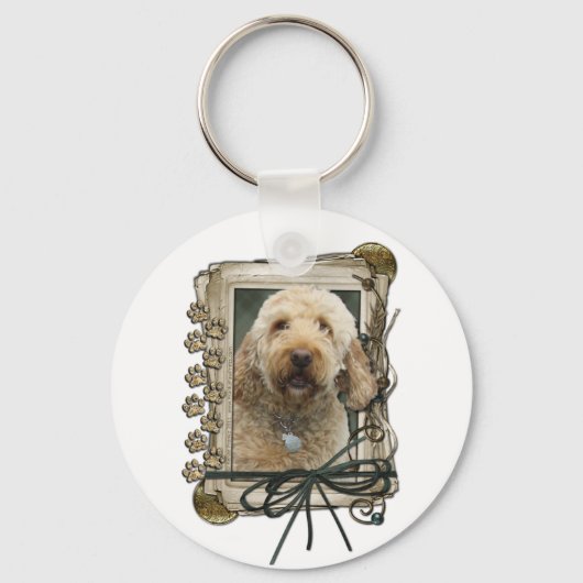 Vaderdag - Stone Paws - GoldenDoodle Sleutelhanger (Voorkant)
