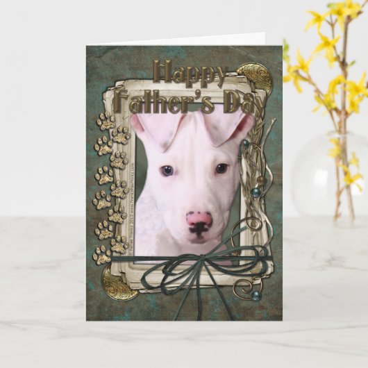 Vaderdag - Stone Paws - Pitbull Puppy - Petey Kaart (Gele Bloem)