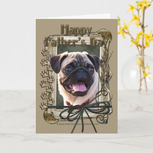Vaderdag - Stone Paws - Pug Kaart (Gele Bloem)