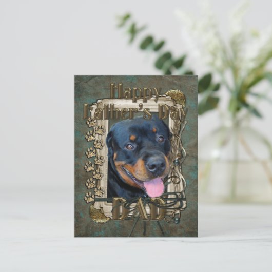Vaderdag - Stone Paws - Rottweiler - Harley Briefkaart (Staand voorkant)