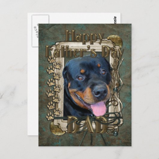 Vaderdag - Stone Paws - Rottweiler - Harley Briefkaart (Voorkant / Achterkant)