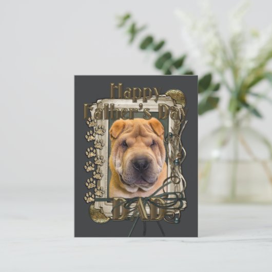 Vaderdag - Stone Paws - Shar Pei Briefkaart (Staand voorkant)
