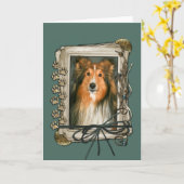 Vaderdag - Stone Paws - Sheltie Kaart (Gele Bloem)