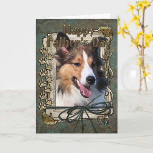 Vaderdag - Stone Paws - Sheltie Kaart (Gele Bloem)