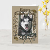 Vaderdag - Stone Paws - Siberische Husky Kaart (Gele Bloem)