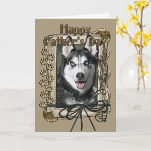 Vaderdag - Stone Paws - Siberische Husky Kaart (Gele Bloem)