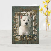 Vaderdag - Stone Paws - West Highland Terrier Kaart (Gele Bloem)