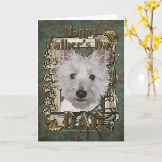 Vaderdag - Stone Paws - West Highland Terrier Kaart (Gele Bloem)