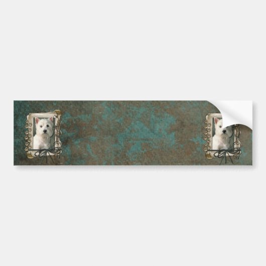 Vaderdag - Stone Paws - Westie Bumpersticker (Voorkant)