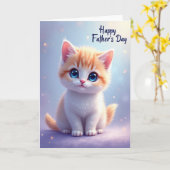 Vaderdag Strepen Kitten Kaart (Gele Bloem)
