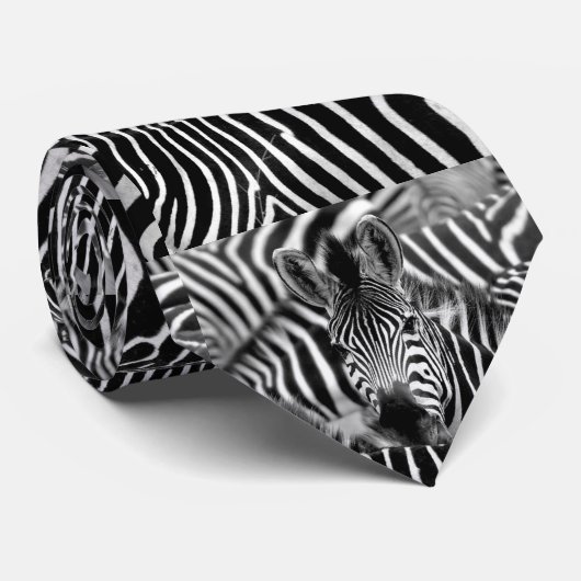 vaderdag Striped Zebra Pattern Stropdas (Opgerold)