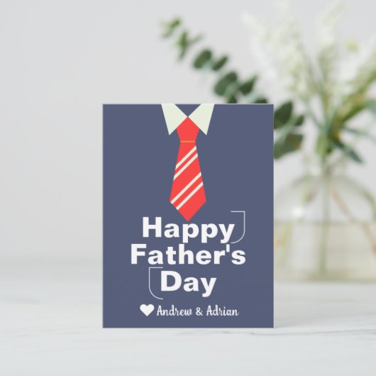 vaderdag, stropdas shirt werk, eenvoudig modern feestdagenkaart (Staand voorkant)