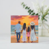 Vaderdag Sunset Beach wandeling met het gezin Feestdagenkaart (Staand voorkant)