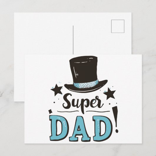 Vaderdag - Super Dad Celebration Briefkaart (Voorkant / Achterkant)