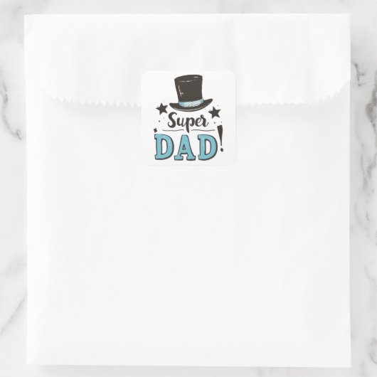 Vaderdag - Super Dad Celebration Vierkante Sticker (Tas)