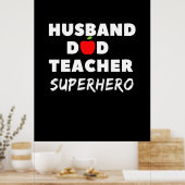 Vaderdag | Super Husband Dad Teacher Poster (Keuken)