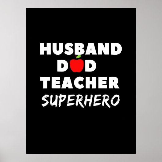 Vaderdag | Super Husband Dad Teacher Poster (Voorkant)