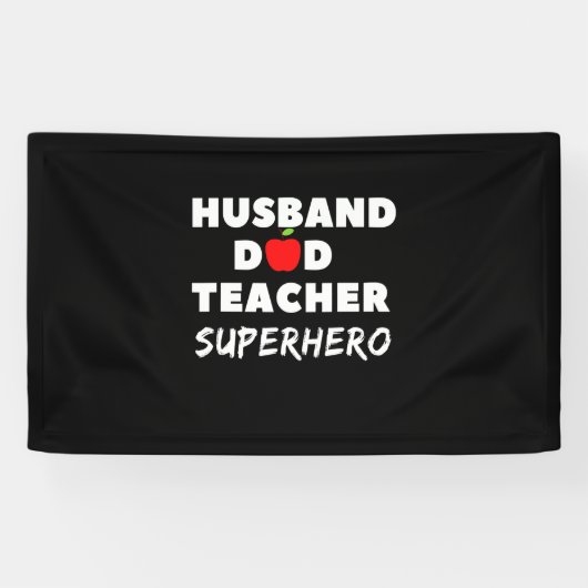 Vaderdag | Super Husband Dad Teacher Spandoek (Horizontaal)
