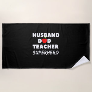Vaderdag Super Husband Dad Teacher Strandlaken