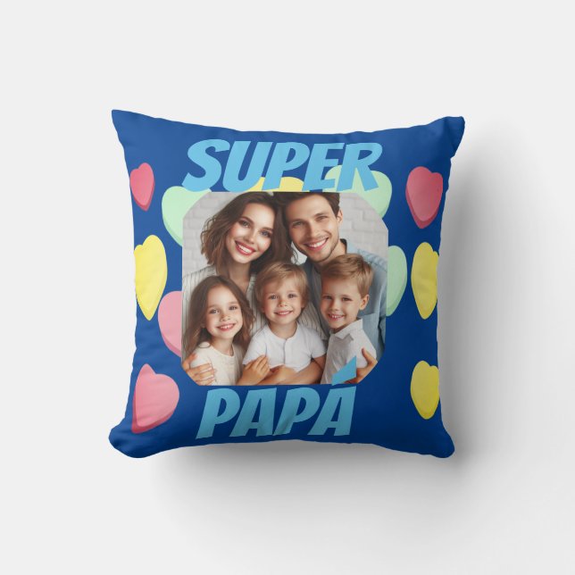 Vaderdag Super Papá | Liefdevolle Boodschap Spaans Kussen (Voorkant)