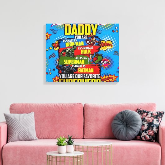 Vaderdag - Superdad Canvas Afdruk (Insitu (Woonkamer))
