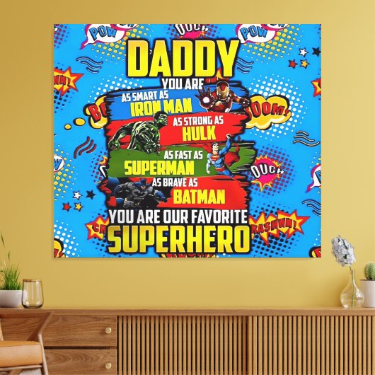Vaderdag - Superdad Canvas Afdruk (Insitu (Woonkamer))