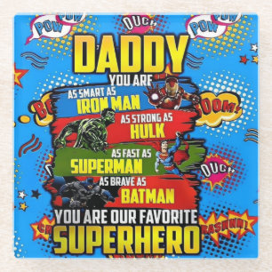 Vaderdag - Superdad Glazen Onderzetter