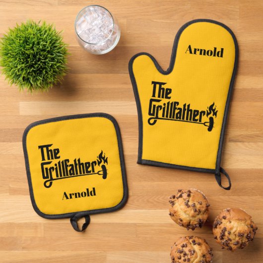 Vaderdag The Grillfather gepersonaliseerd Ovenwant & Pannenlap Set (Top down)