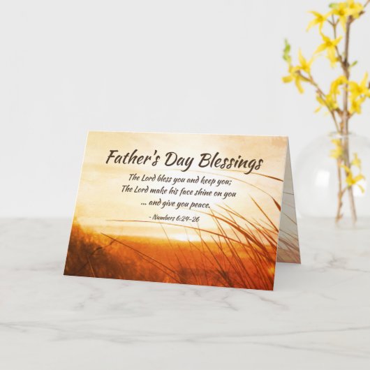 Vaderdag "The Lord Bless You" Bijbelversie Verse Kaart (Gele Bloem)