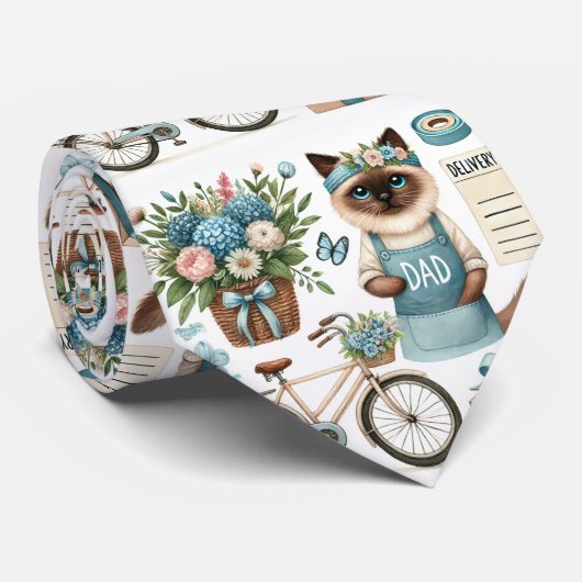 Vaderdag thema voor kattenliefhebbers stropdas (Opgerold)