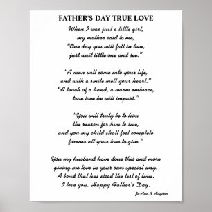 VADERDAG TRUE LOVE gedicht Poster