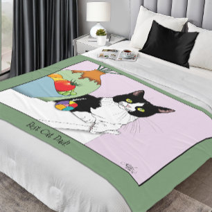 Vaderdag Tuxedo Cat Fleece Deken