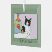 Vaderdag Tuxedo Cat Glas Ornament (Voorkant links)