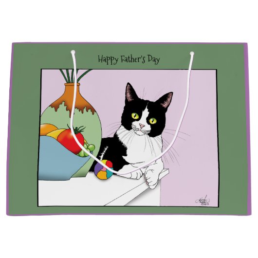 Vaderdag Tuxedo Cat Groot Cadeauzakje (Voorkant)