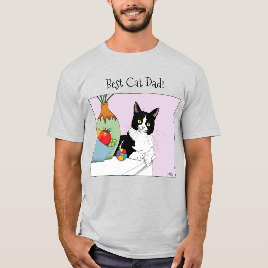 Vaderdag Tuxedo Cat T-shirt (Voorkant)