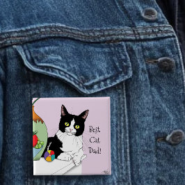 Vaderdag Tuxedo Cat Vierkante Button 5,1 Cm