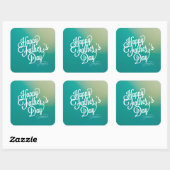 Vaderdag Typografie ontwerp in blauw groen Vierkante Sticker (Vel)