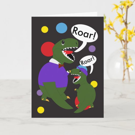 Vaderdag Tyranosaurus Rex dinosaurus personalisere Kaart (Gele Bloem)