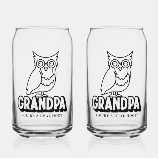 Vaderdag Uil Glas Set Gift Voor Opa (Voorkant)
