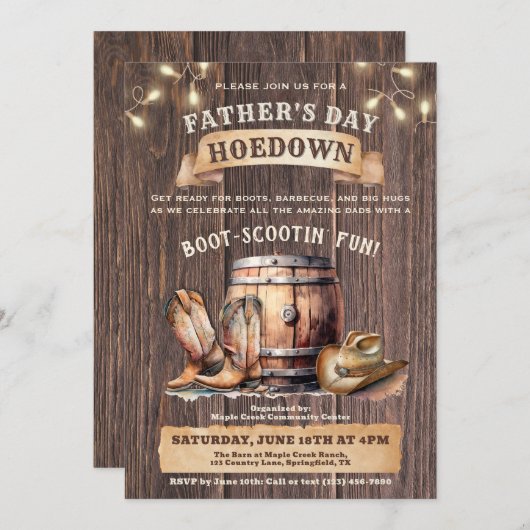 Vaderdag Uitnodiging - Rustiek Land (Voorkant / Achterkant)