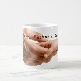 Vaderdag, vader en zoon liefdevolle handen koffiemok