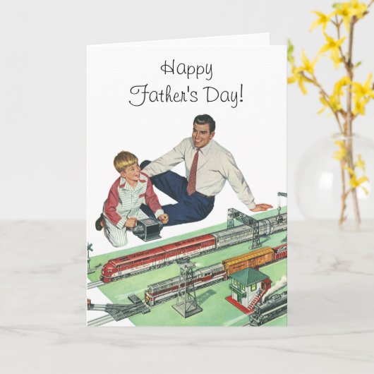  Vaderdag, vader en zoon met treinen Kaart (Gele Bloem)