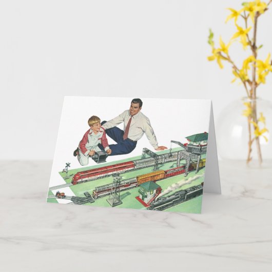 Vaderdag, vader en zoon met treinen Kaart (Gele Bloem)