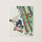 Vaderdag, vader en zoon met treinen Legpuzzel (Verticaal)