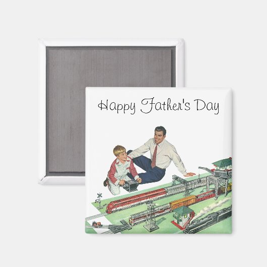 Vaderdag, vader en zoon met treinen Magneet (Voorkant / Achterkant)